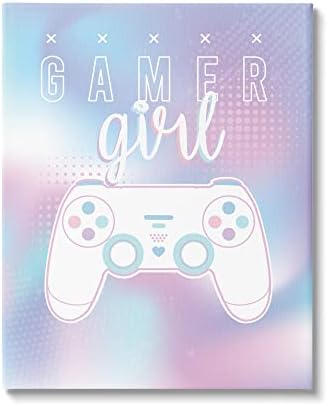 Stupell Industries Gamer Girl pastelna tipografija kontroler Video igara, dizajn Angela Nickeas