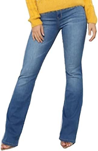 Ženski retro srednji uspon čizme jeans mrmmiranje rastezanje juniora traper hlače seksi tanka vitka široka