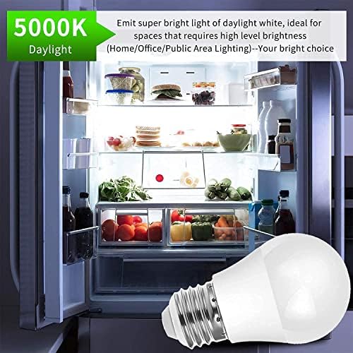 LED sijalica za frižider, 40 W ekvivalentna LED lampa A15 sijalica 5000k dnevna svjetlost za frižider, E26 baza, bez zatamnjivanja, 6 pakovanja