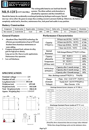 12v 5Ah F2 SLA zamjenska baterija za APC SmartUps RT 3000 VA 120v-6 paket