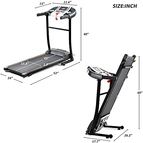 Sklopivi trener za kućnu teretanu sa 12 automatskih programa i 3 načina, treadmill nagib Workout Hodanje trčanja Vježbajte LCD i impulsni monitor sa sigurnosnim bravom