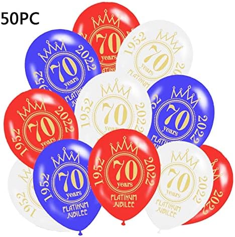 N / A / A 70. jubilejski baloni, Union Jack Jubilee ukrasi 2022, 12in tiskani baloni za lateks, crveni,