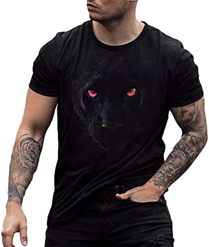 Muška grafička majica kratkih rukava, Ljetni casual okrugli vrat Pulover 3D Crna mačka Print Slim Fit