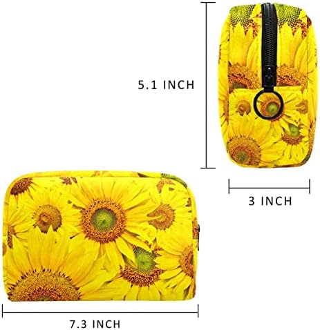 Woshjiuk Mala torba za šminku Travel Cosmetic torba sa patentnim zatvaračem, cvjetni suncokret, kozmetički
