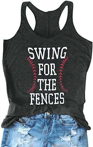 Baseball Shirt žene Swing za ograde Racerback rezervoar Top Bejzbol mama ljeto prsluk rukav Casual T Shirt