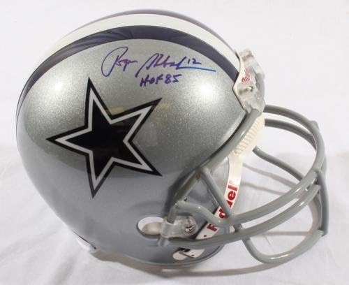 Roger Staubach Dallas Cowboys Hof 1985 Jsa / coa potpisao repliku u punoj veličini NFL kacige sa autogramom