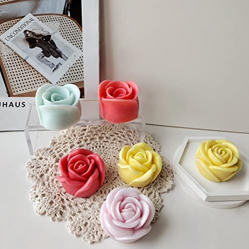 3 pakovanje ružičastih kalupa za svijeće, 3D ružio Cvjetni sapuni za ukrašavanje torte, dnevni poklopac za