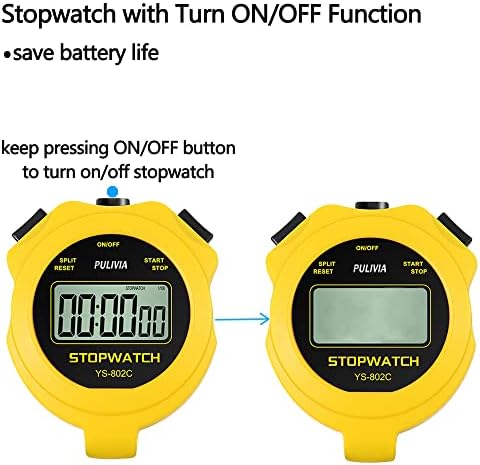 Pulivia Stopwatch Sport Timer samo štoperica s uključivanjem / isključivanjem, nema sata Nema kalendara tiha