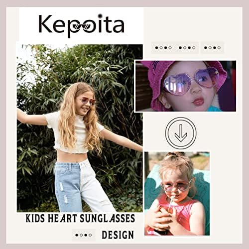 Kepoita Kids naočare za Sunce u obliku srca za male djevojčice od 3-10 godina slatka Moda UV400 zaštita
