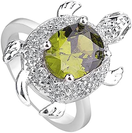 Tanke prstenove za žene Sterling Srebrna kornjača prstena zelena Opal prstena kornjača nakit dugovječnost