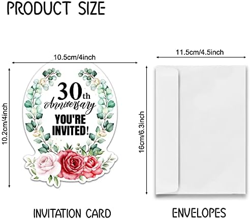 ZBBFSBSB 15 Pakovanje 30. godišnjica oblika punilo pozivnice sa kovertama, cvjetni pozivnice od akvarela,