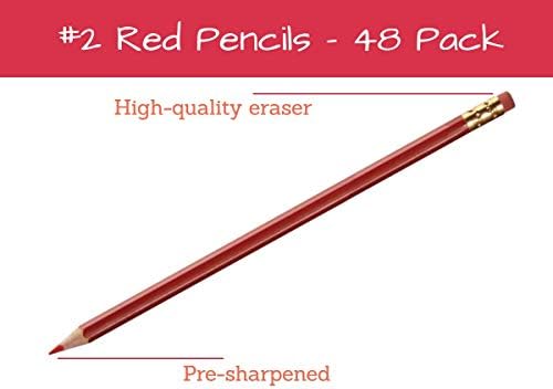 1Inheoffice crvene olovke br. 2 Olovo, crveno prethodno naoštrene provjere olovke 48 paketa