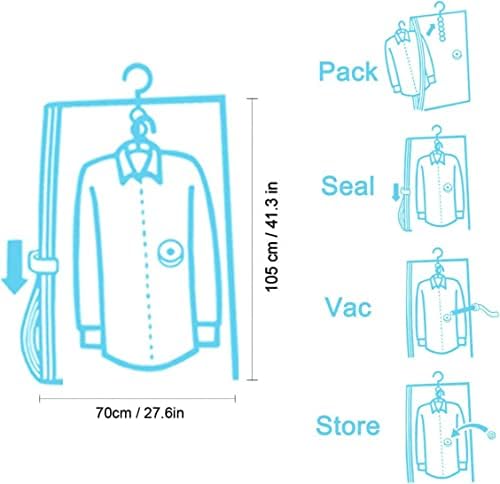 Sunhorde Viseće vrećice za vakuum za skladištenje premium Space štedi torbe za odjeću, ormar, putovanja