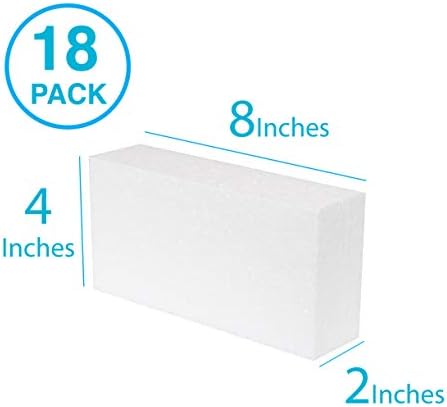 Silverlake Craft Foam Block-18 pakovanje EPS polistirenskih blokova 8x4x2 za izradu, modeliranje,