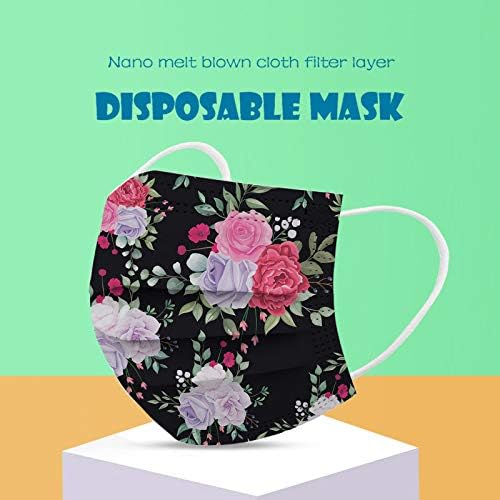JMETRIE 50pc jednokratna maska za lice za odrasle, vanjska zaštita cvijeće maska za štampanje maska za lice