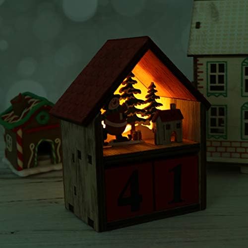 Abaodam drvena Luminous kalendar Božić Kalendar desktop ukras Creative Red House Glowing kalendar