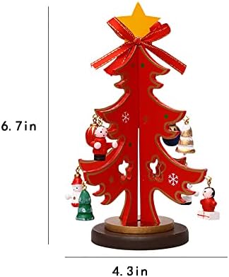 AYDFN Drvena mini božićna stabla Božićna dekoracija dekoracija simulacija sa suvenirom 6.7IN Dekoracija