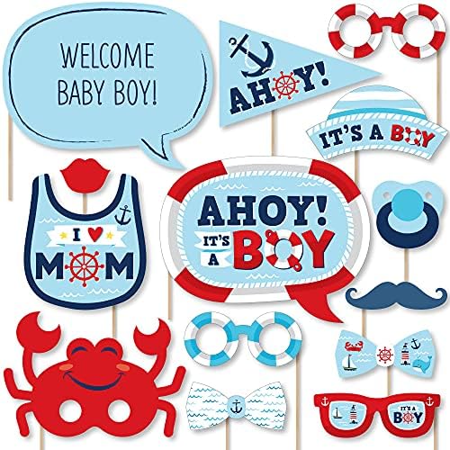 Velika tačka sreće Ahoy to je dječak-Nautički Baby Shower Photo Booth rekviziti Kit-20 posjeta