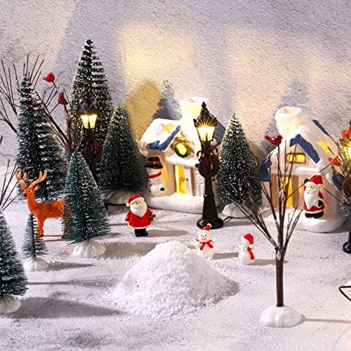 34 komada Božić seoske kuće Set, Mini božićna stabla Božićni pribor Set Mini goli grane snjegović Street lampe