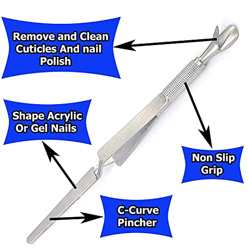 GS 2 komada alat za štipanje noktiju potiskivač zanoktica od nerđajućeg čelika pinceta za oblikovanje noktiju multifunkcionalni pinč za nokte za manikir