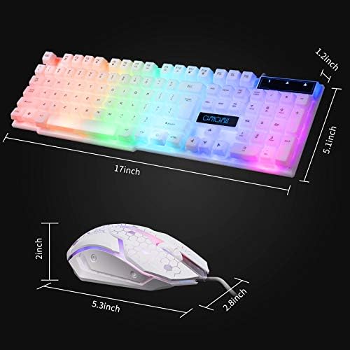 CHONCHOW RGB Gaming tastatura i miš Combo, USB žičana tastatura za osvetljenje, Rainbow LED pozadinsko
