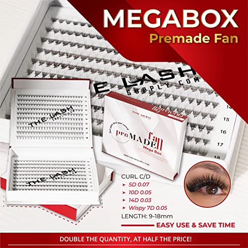 Lash SUPPLY 600 ventilatori, 5D Volume Promade Fan Mega Box,C/D Curl, Mix Dužina 10-18mm, 0.07