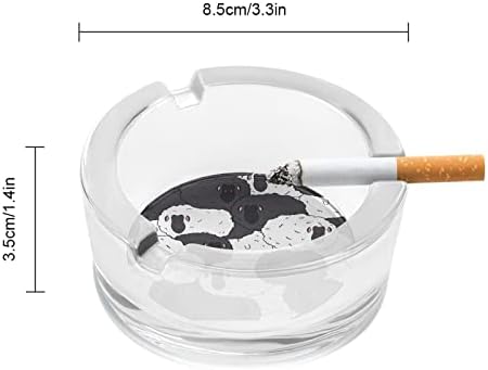 Crno-bijele ovčje staklene pepeone za cigarete i cigare na okruglim pepelom Držač za ladicu za tablice