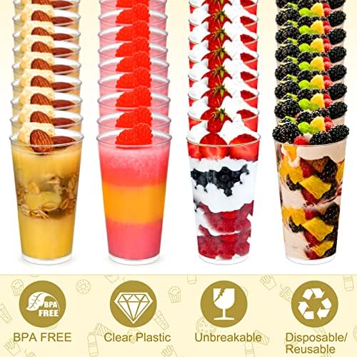 Chengu 3 oz OZ Clear Plastic Mini desertne šalice s pucačem okrugle desertne šalice parfaita čaše za predjelo