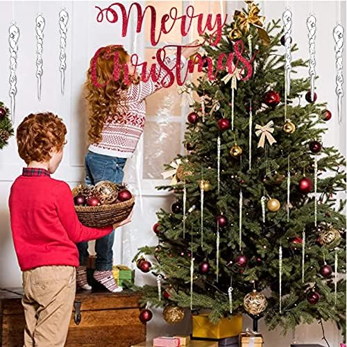 V. Klife 24kom akril Icicle Božić viseći ukrasi božićno drvo Pandent Plastic Clear Icicles Drop za Božić večeru