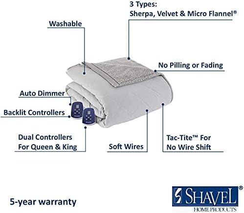 Shavel Početna Proizvodi Micro Flannel King-size električni grijani grijani pokrivač, 10 postavki topline