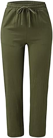 Žene Ležerne prilike posteljine ravne hlače za noge Visoke strukske hlače na plaži za izradu relapirani fit dukseci