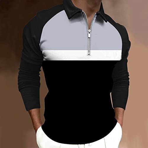 XXBR 2022 Nove polo majice za muške, zip up izrez dugih rukava blok blok patchwork golf vrhovi ležerne majice