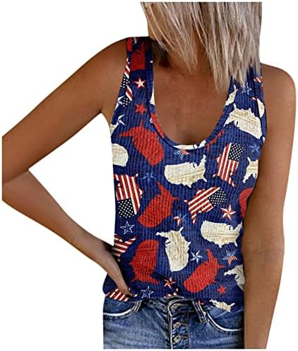 Miashui 3xl Tops for Women Women Independence Day American Flag Prints Sleeveless Top Casual Athletic