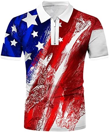 4. jula na dugme Polo majice za muškarce, muške dana nezavisnosti Sportska odjeća sa zatvaračem rever