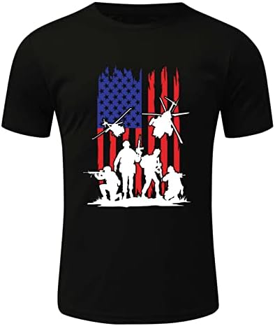 Beuu 4. jula vojnik Majice kratkih rukava za mens, američka zastava Ispis Patriot Crewneck Atletski