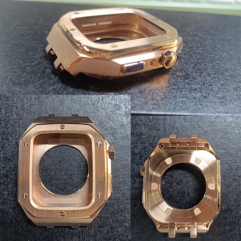 Murve luksuzna metalna futrola + kaiš za Apple Watch Band Series 8 7 45mm 41mm Gumena narukvica od nehrđajućeg