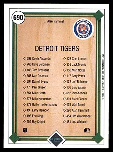 1989. Gornja paluba 690 Detroit Tigrovi tim Alan Trammell Detroit Tigers Nm / MT Tigers