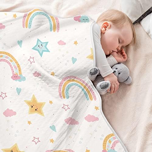 Swaddle pokrivač duge zvijezde pamučna pokrivačica za dojenčad, primanje pokrivača, lagana