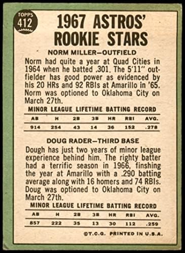 1967. astros 412 Astros Rookies Doug Rader / Norm Miller Houston Astros Sajam Astros Astros