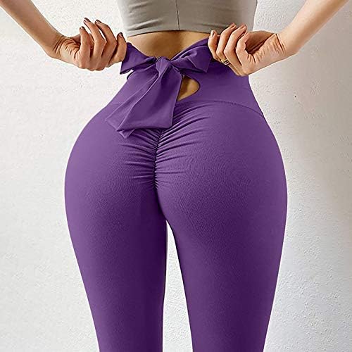 Ženske hlače za podizanje kuka elastične hlače na luku Control Yoga Hlače velike struke čvrste tajice za