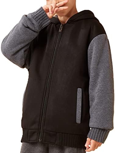 SWISSWELL Boys Hoodie Sherpa flis podstavljena jakna meka odjeća za duks sa toplim patentnim zatvaračem