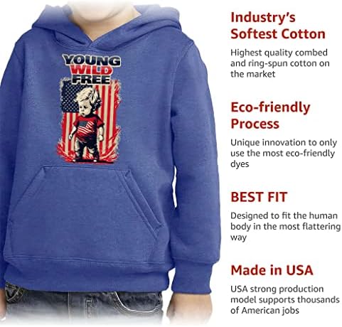 Mladi divlji besplatni pulover s dudama - Patriotsko spužva Fleece Hoodie - Grafički kapuljač za