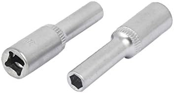 Aexit 1/4 kvadratni ključ za ključeve 5mm Metrički 6 tačaka sa šestougaonom utičnicom srebrni nasadni ključ