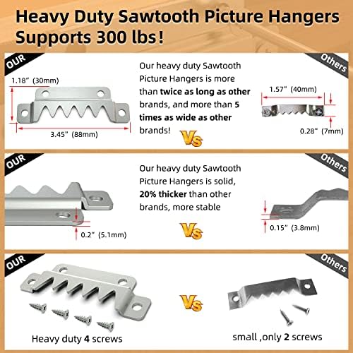 12 pakovanja Super Heavy Duty Sawtooth vješalice za slike, Sawtooth vješalice sa vijcima, velike Sawtooth vješalice,