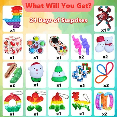 Advent Calendar 2022 za djecu, 24 dana Fidget Toys Pack Holiday Božić odbrojavanje Advent Calendar, Sensory Fidget