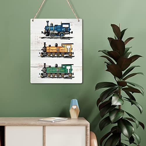 Tabela transportnih vozova Print drveni znak rasadnik lokomotiva zidna Umjetnost, Rustikalna parna mašina