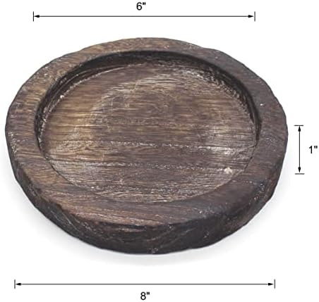 Cvhomedeco. Primotivi Čvrsti drveni ukrasni tanjur Vintage okrugla ručna isklesana drvena ploča za