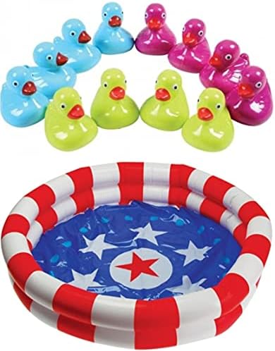 Igra za bankovne patke - uključuje crveni bijeli i plavi bazen i 12 plastičnih plutajućih karnevalskih