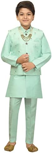 AHHAAAA djeca etnički pamuk svile mješavina Nehru Modi Jacket Kurta & amp; pidžama Set za dječake 475