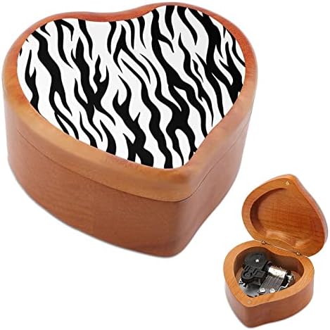 Zebra Skin uzorak šumovirane muzičke kutije Vintage ugravirana srčana muzička kutija Poklon za